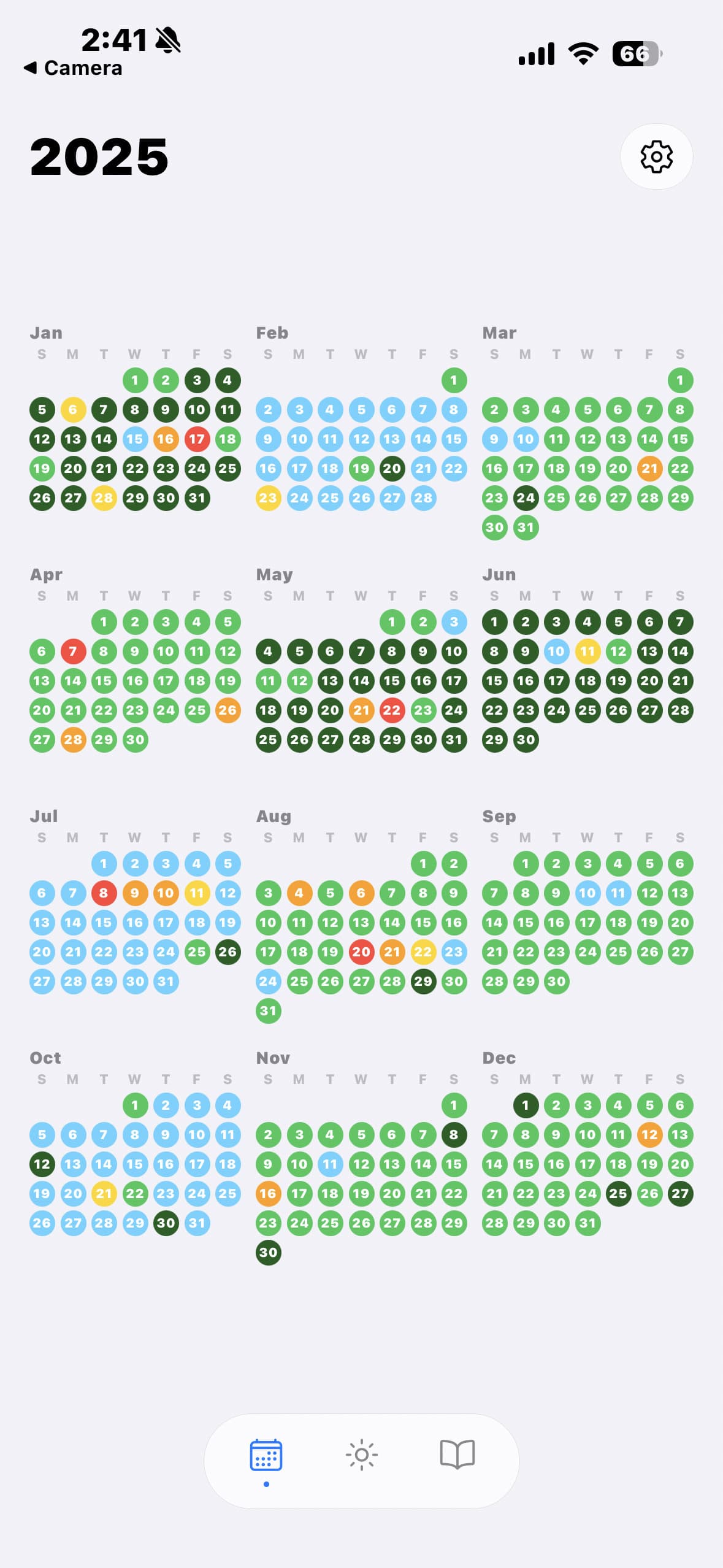 Calendar — Year Overview (2025 Example)