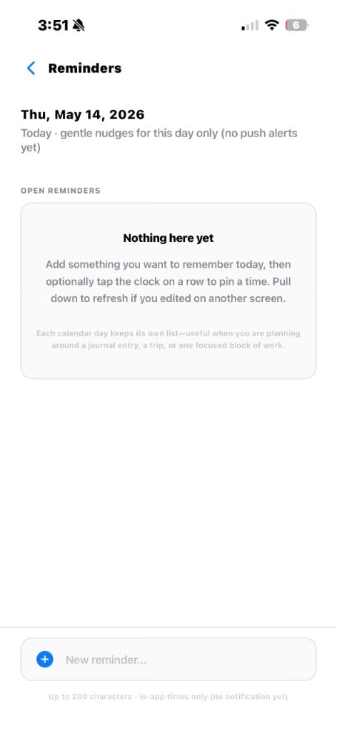 Reminders — Day Notes